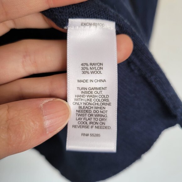 NEW Express Wool V Neck Long Sleeve Pullover Sweater Black Lace Shoulder Large - Picture 13 of 15